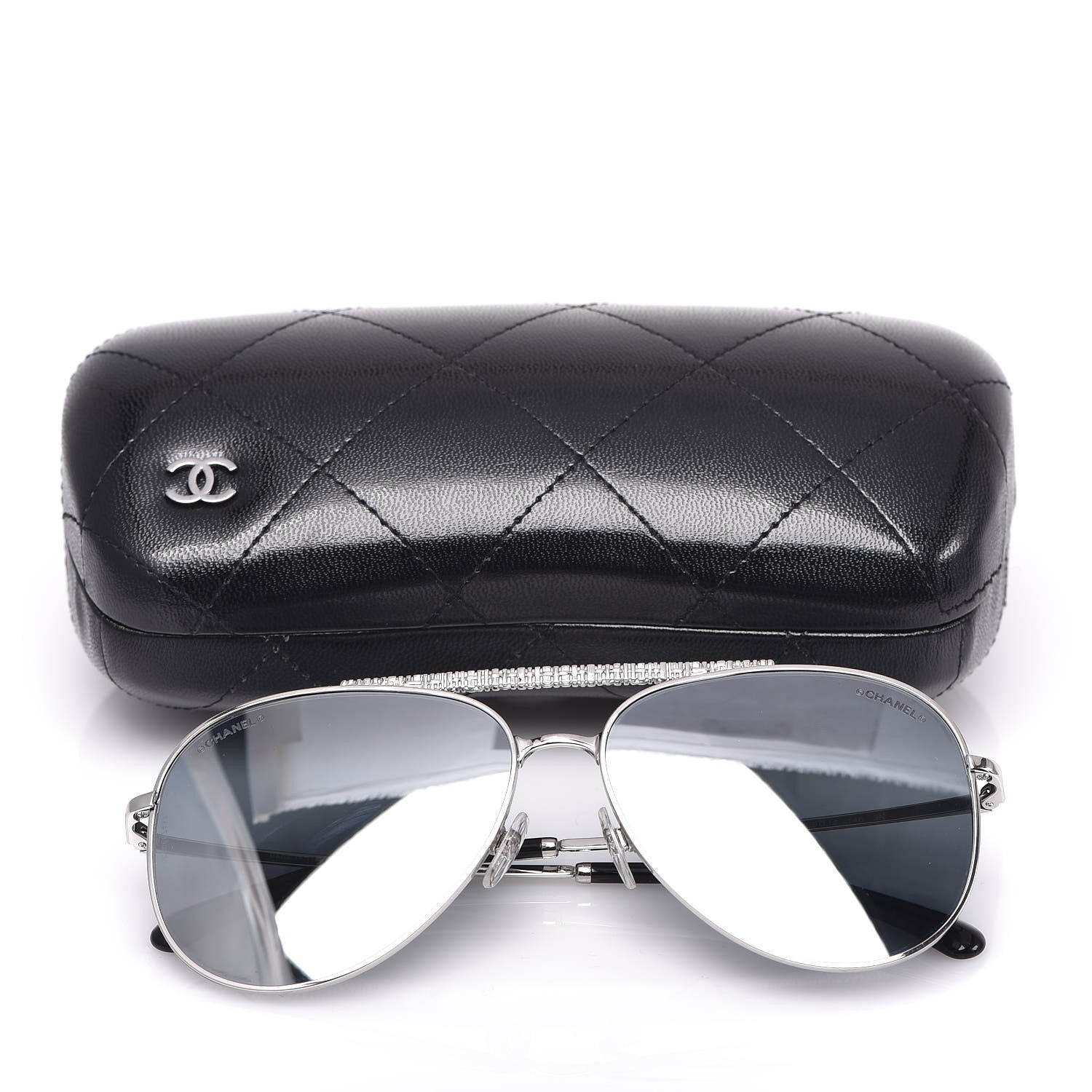 Chanel Aviator Metallic Pilot Sunglasses 4231 Silver 8 of 8