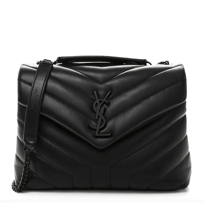 Saint Laurent Calfskin Y Quilted Monogram Monochrome Small Loulou Chain Satchel Black 1 of 10