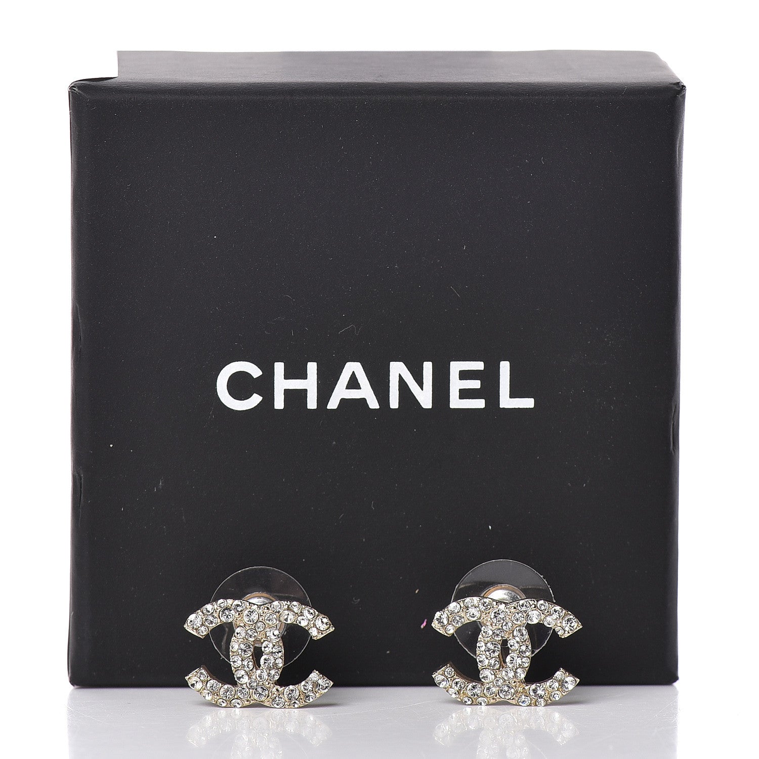 Chanel Crystal CC Earrings Light Gold 5 of 5