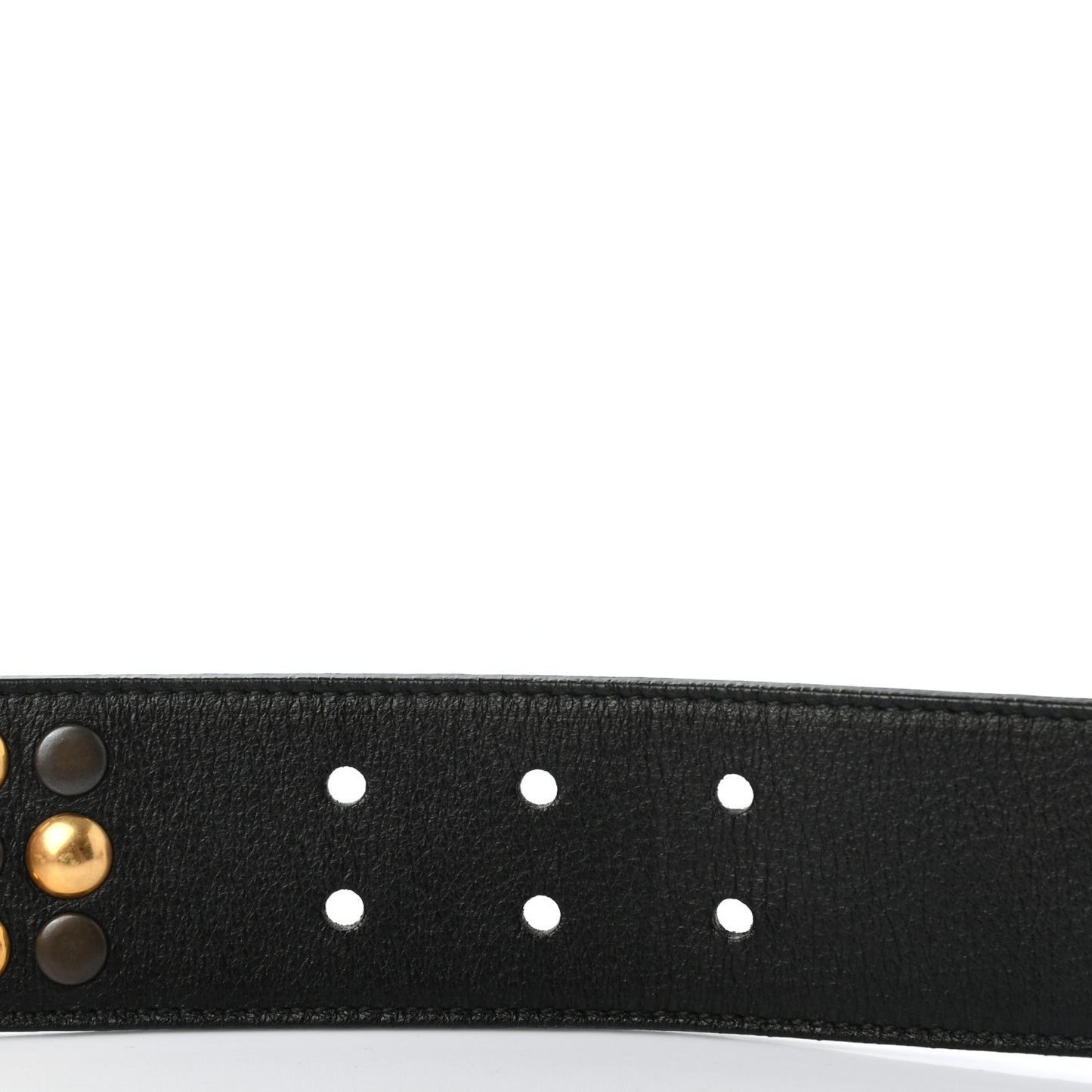 Calfskin Horsebit Studded Buckle Belt 85 34 Black