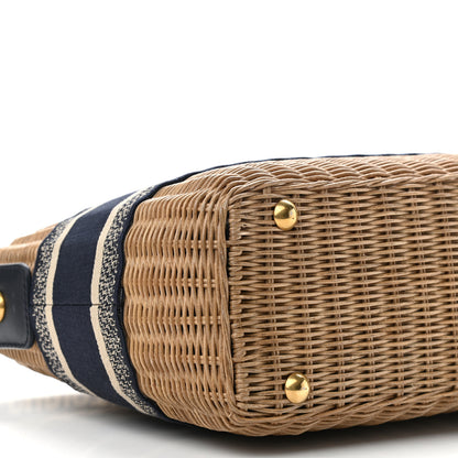 Christian Dior Wicker Oblique Basket Bag Blue 8 of 9