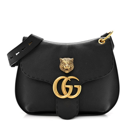 Gucci Cellarius Calfskin Feline GG Marmont Flap Shoulder Bag Black 1 of 11