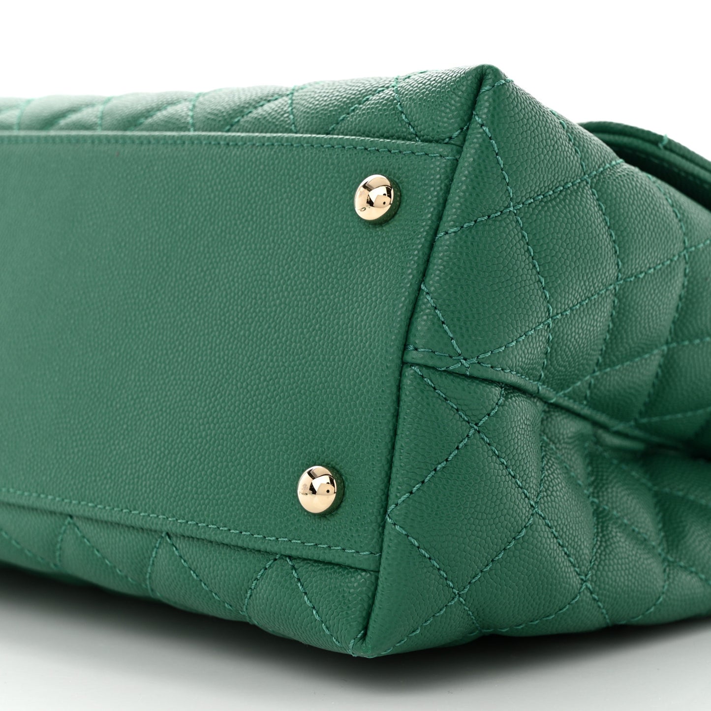 Caviar Quilted Small Coco Handle Flap Green