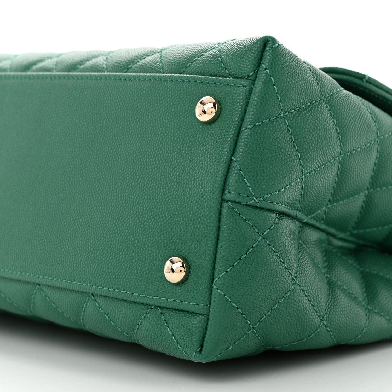 Chanel Caviar Quilted Small Coco Handle Flap Green 10 of 11