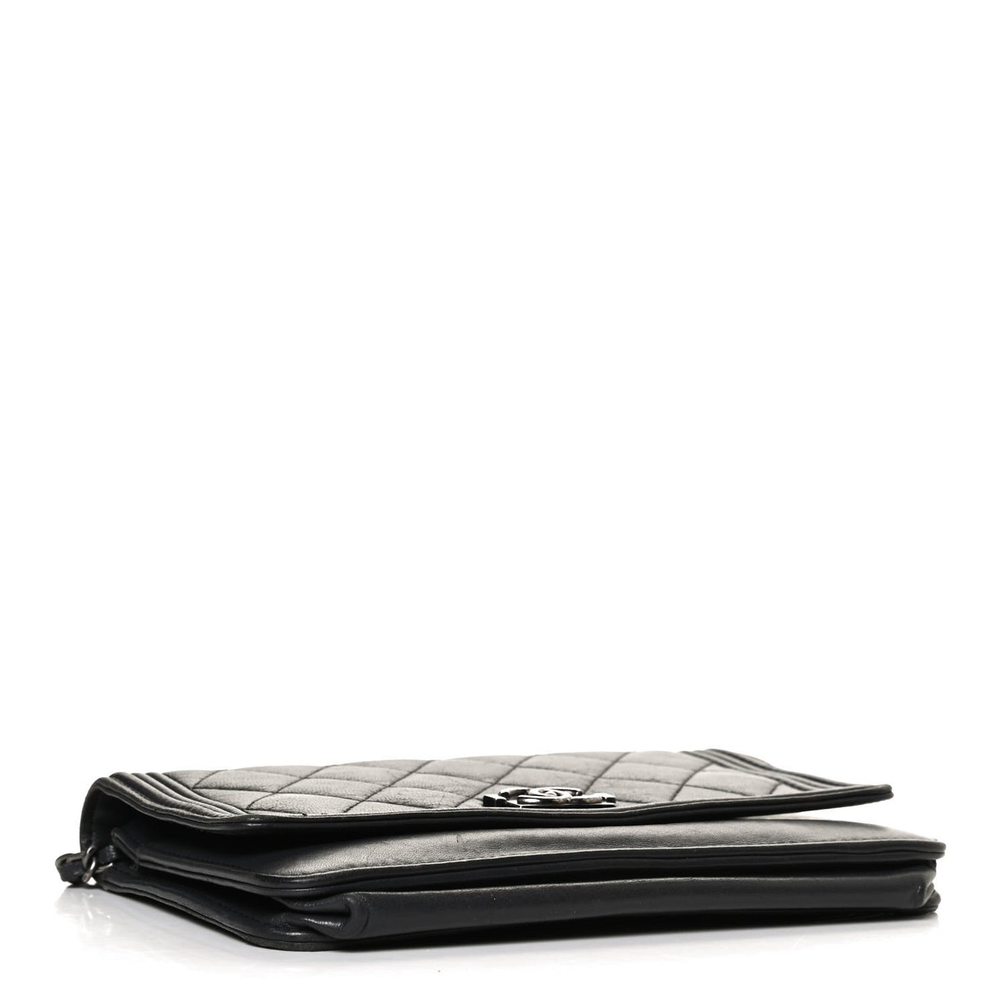 Calfskin Quilted Boy Wallet On Chain WOC Grey