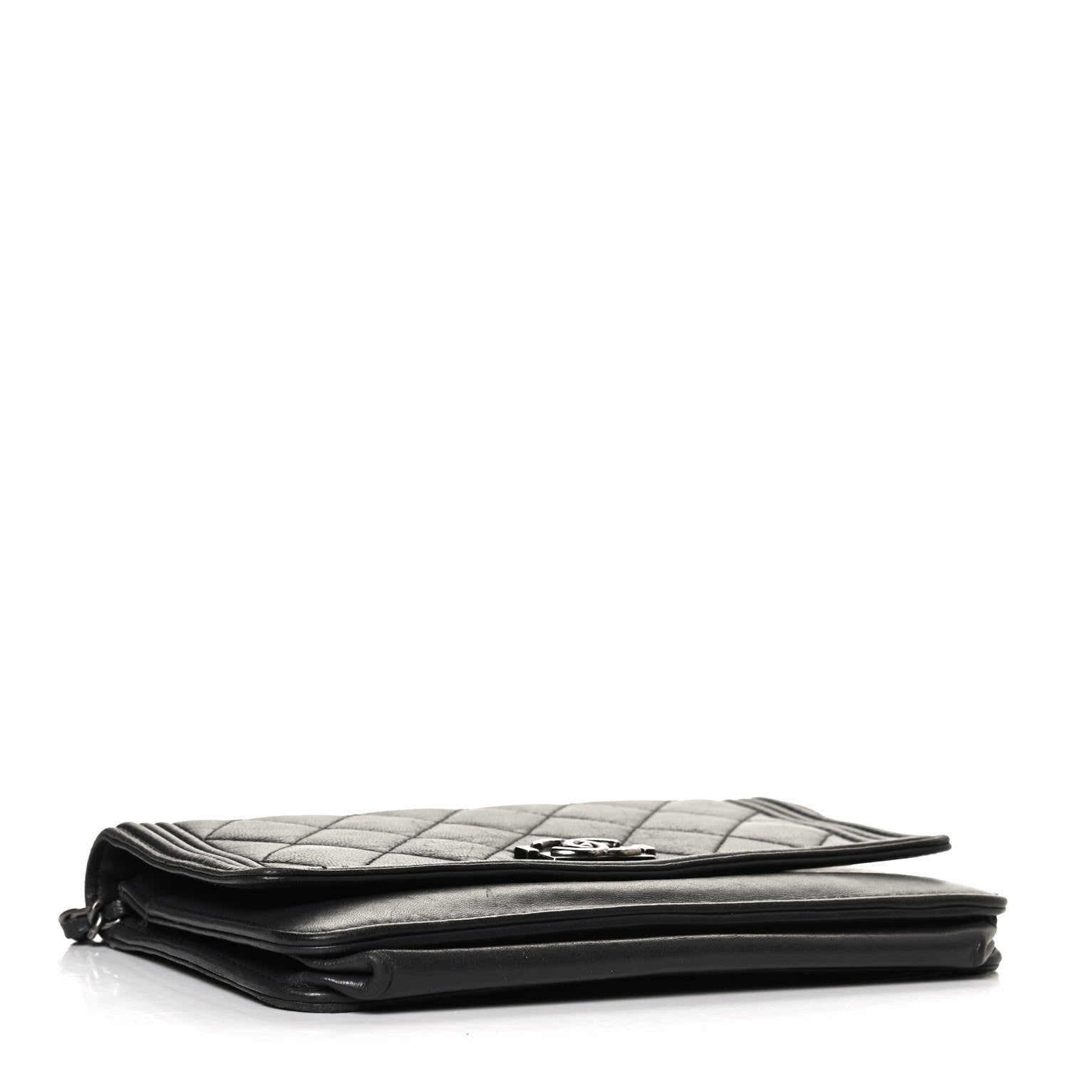 Chanel Calfskin Quilted Boy Wallet On Chain WOC Grey 3 of 11