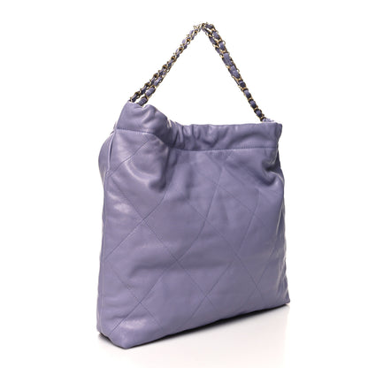 Chanel Shiny Caviar Quilted Monochrome Chanel 22 Light Purple 4 of 12