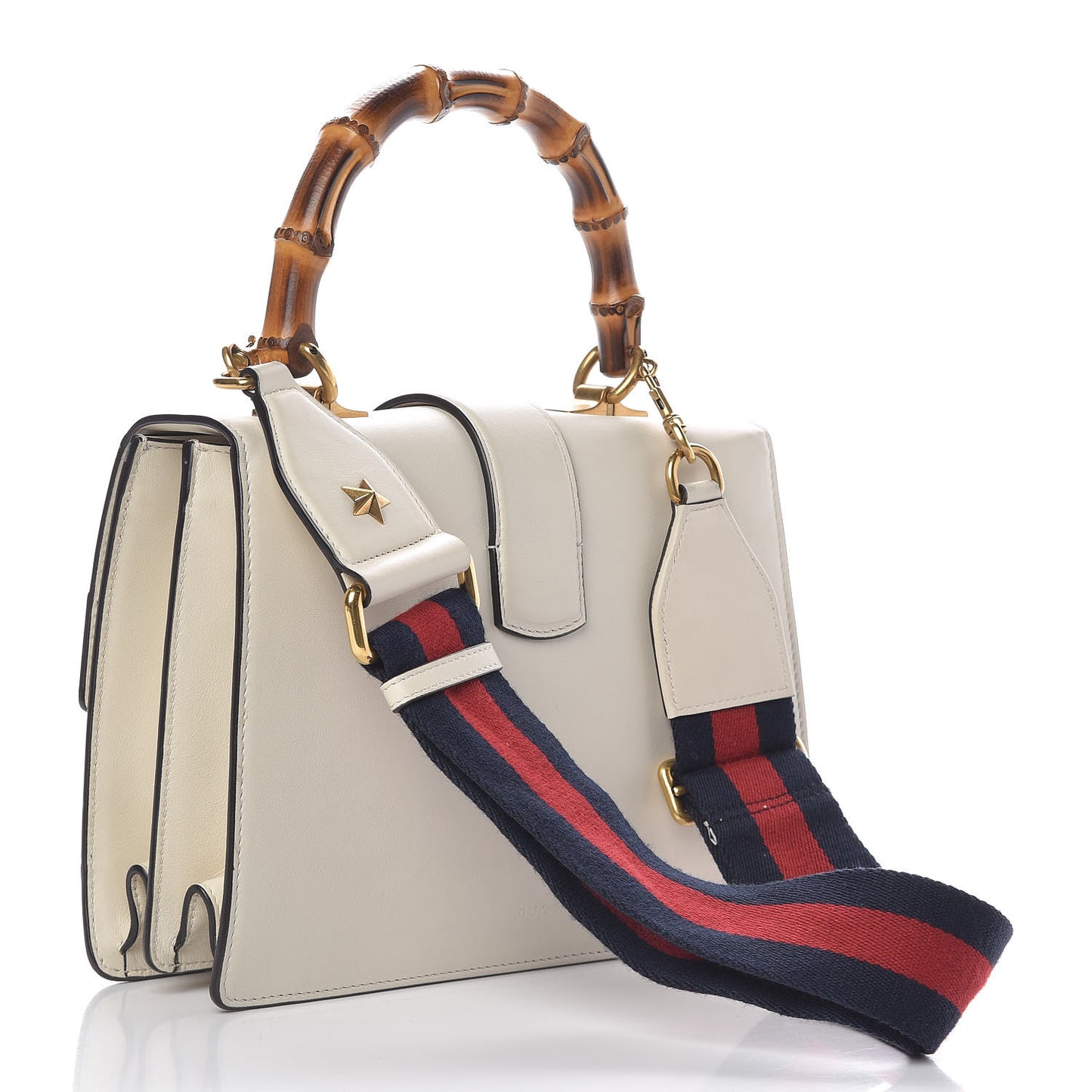 Calfskin Bamboo Web Medium Dionysus Top Handle Bag White Blue Hibiscus Red