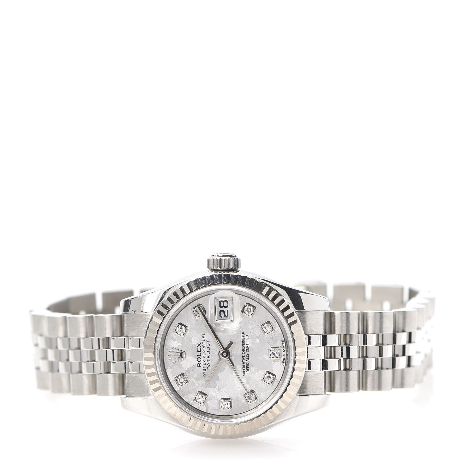 Rolex Stainless Steel 18K White Gold Diamond Meteorite 26mm Oyster Perpetual Datejust Watch 179174 3 of 7