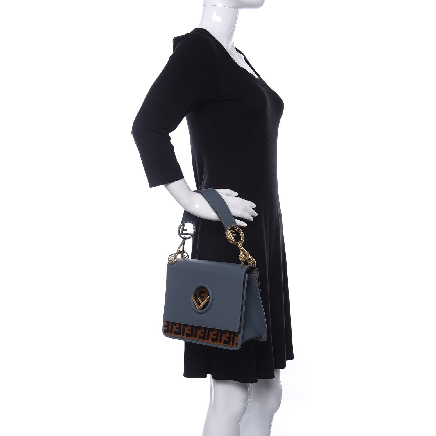 Fendi Vitello Century Velvet F is Fendi FF Kan I Shoulder Bag Tobacco Tempesta 2 of 9