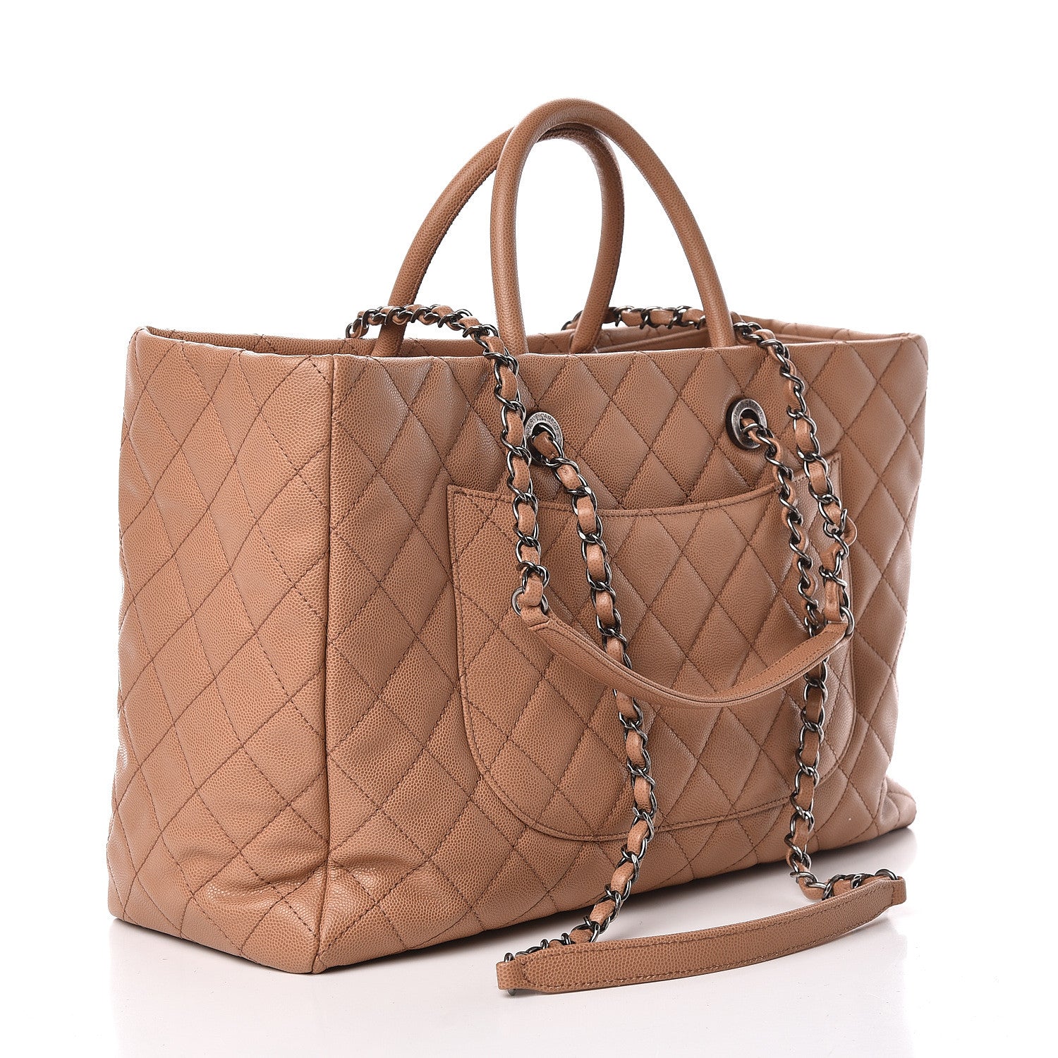 Chanel Caviar Quilted Large Coco Handle Shopping Tote Beige 3 of 10
