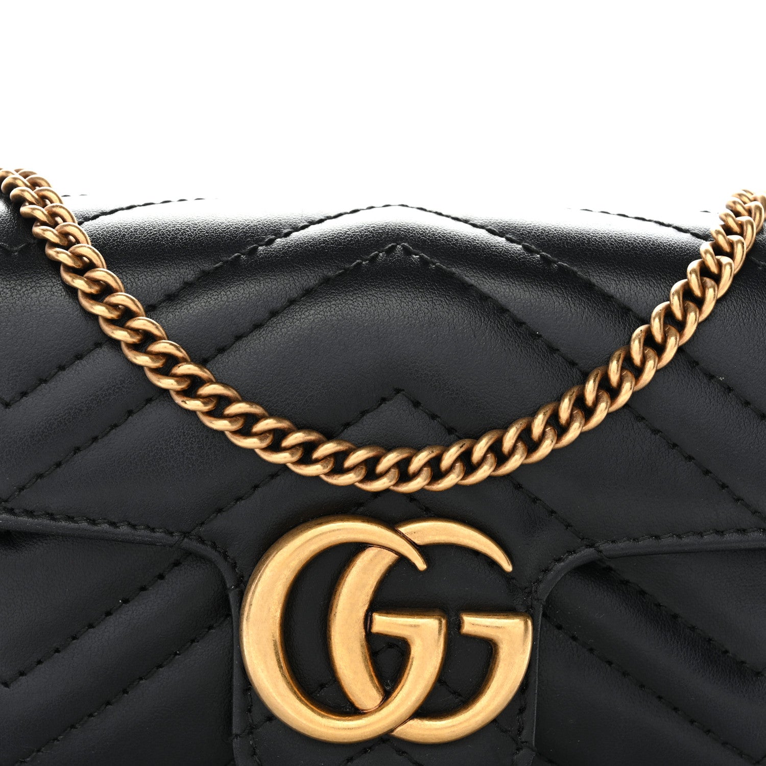 Gucci Calfskin Matelasse Super Mini GG Marmont Shoulder Bag Black 8 of 11