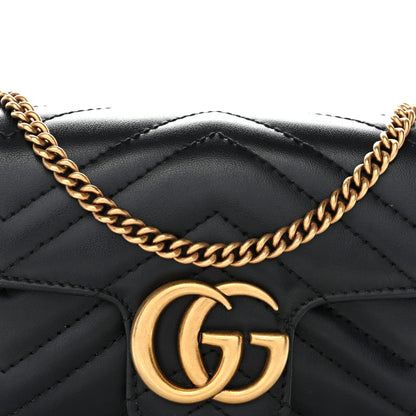 Gucci Calfskin Matelasse Super Mini GG Marmont Shoulder Bag Black 8 of 11