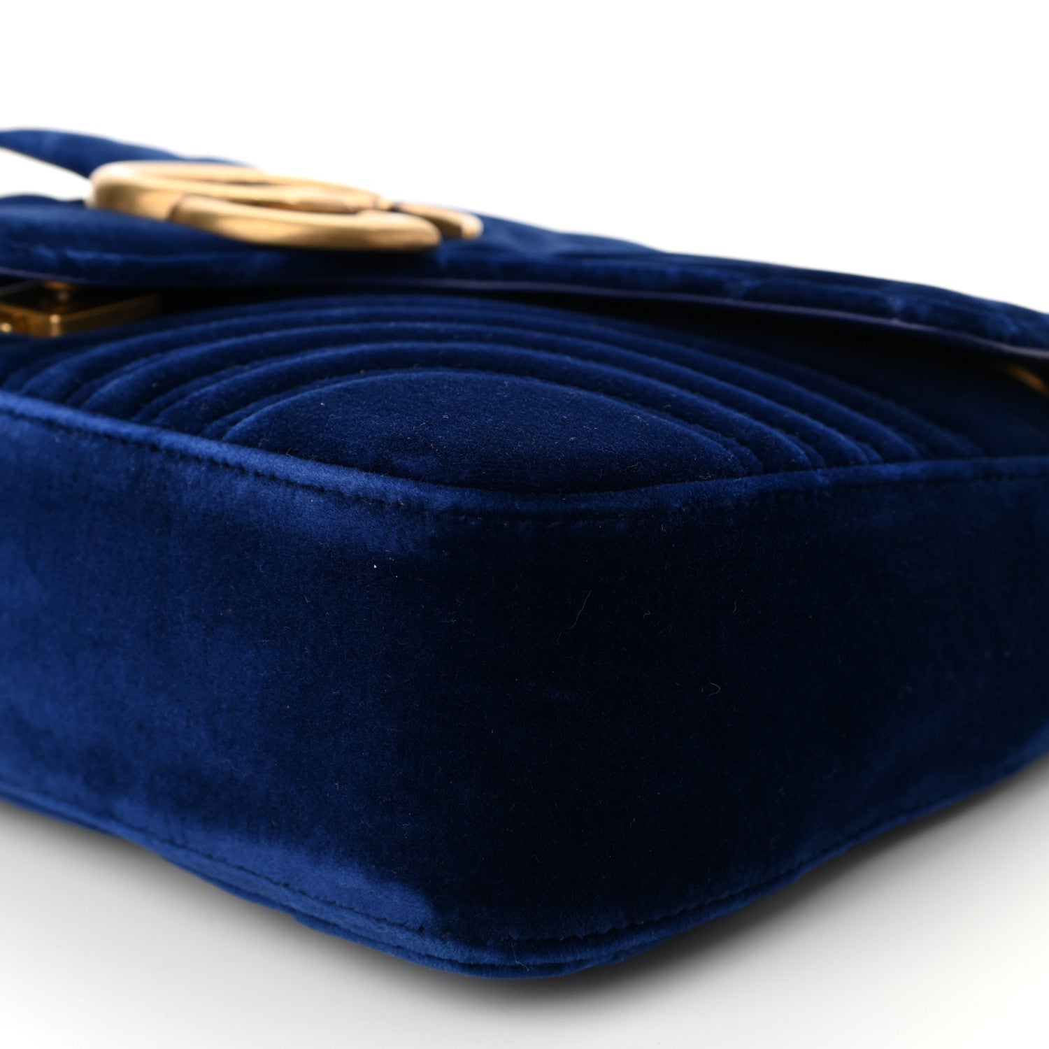 Gucci Velvet Matelasse Medium GG Marmont Shoulder Bag Cobalt Blue 9 of 12