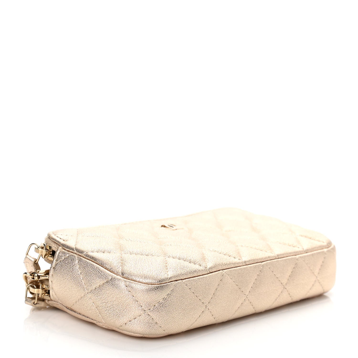 Chanel Metallic Lambskin Quilted Small Clutch With Chain Gold 4 of 11
