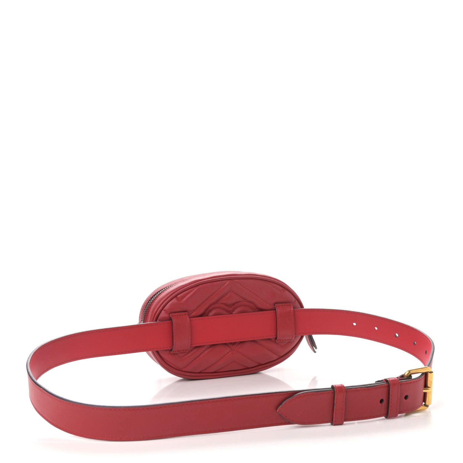 Gucci Calfskin Matelasse GG Marmont Belt Bag 95 38 Hibiscus Red 3 of 14