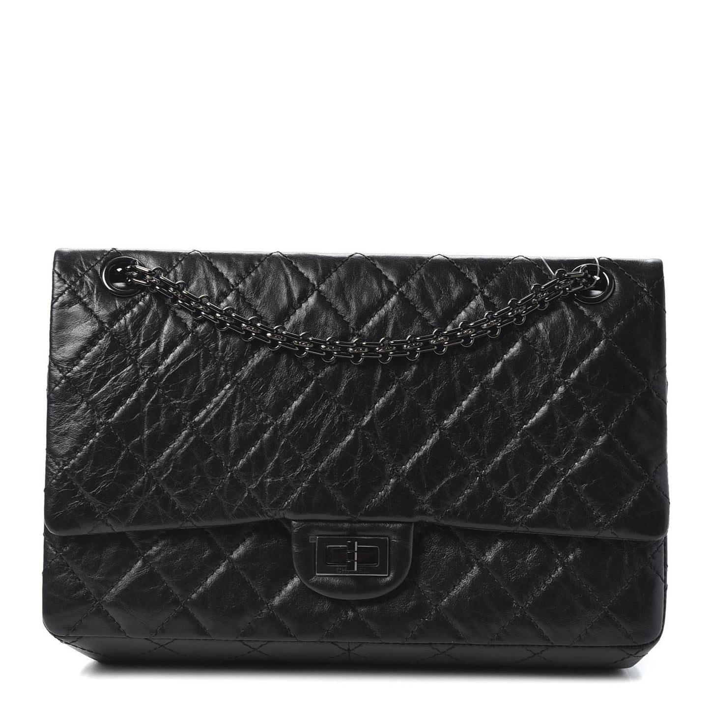 Aged Calfskin Quilted 2.55 Reissue 226 Flap So Black