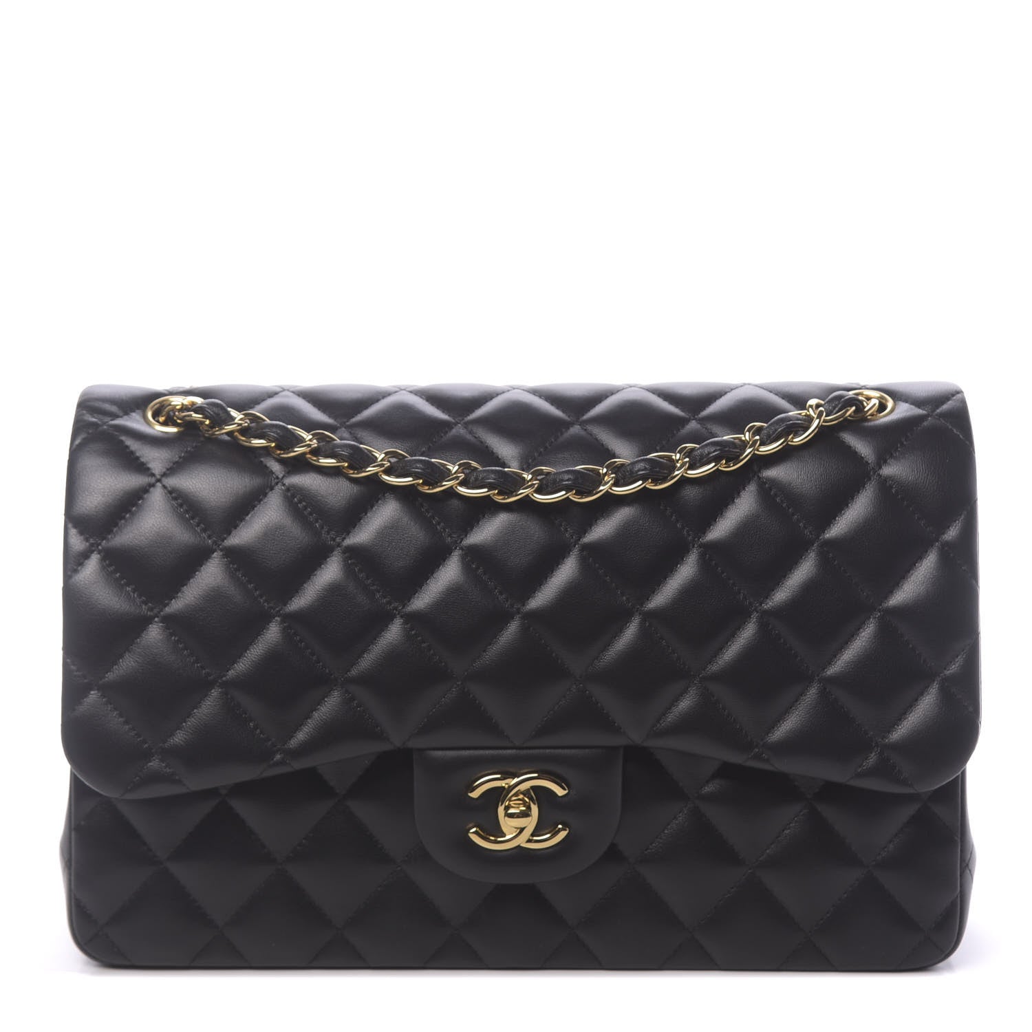Chanel Lambskin Quilted Jumbo Double Flap Black 1 of 10