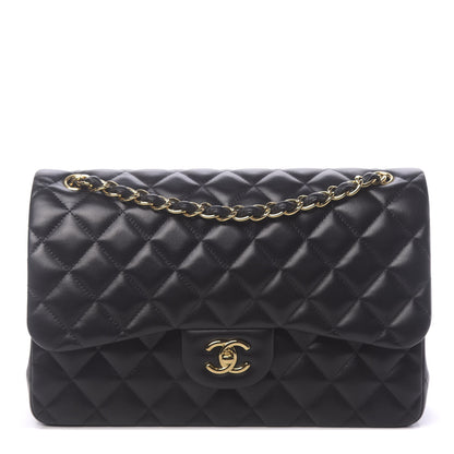 Chanel Lambskin Quilted Jumbo Double Flap Black 1 of 10