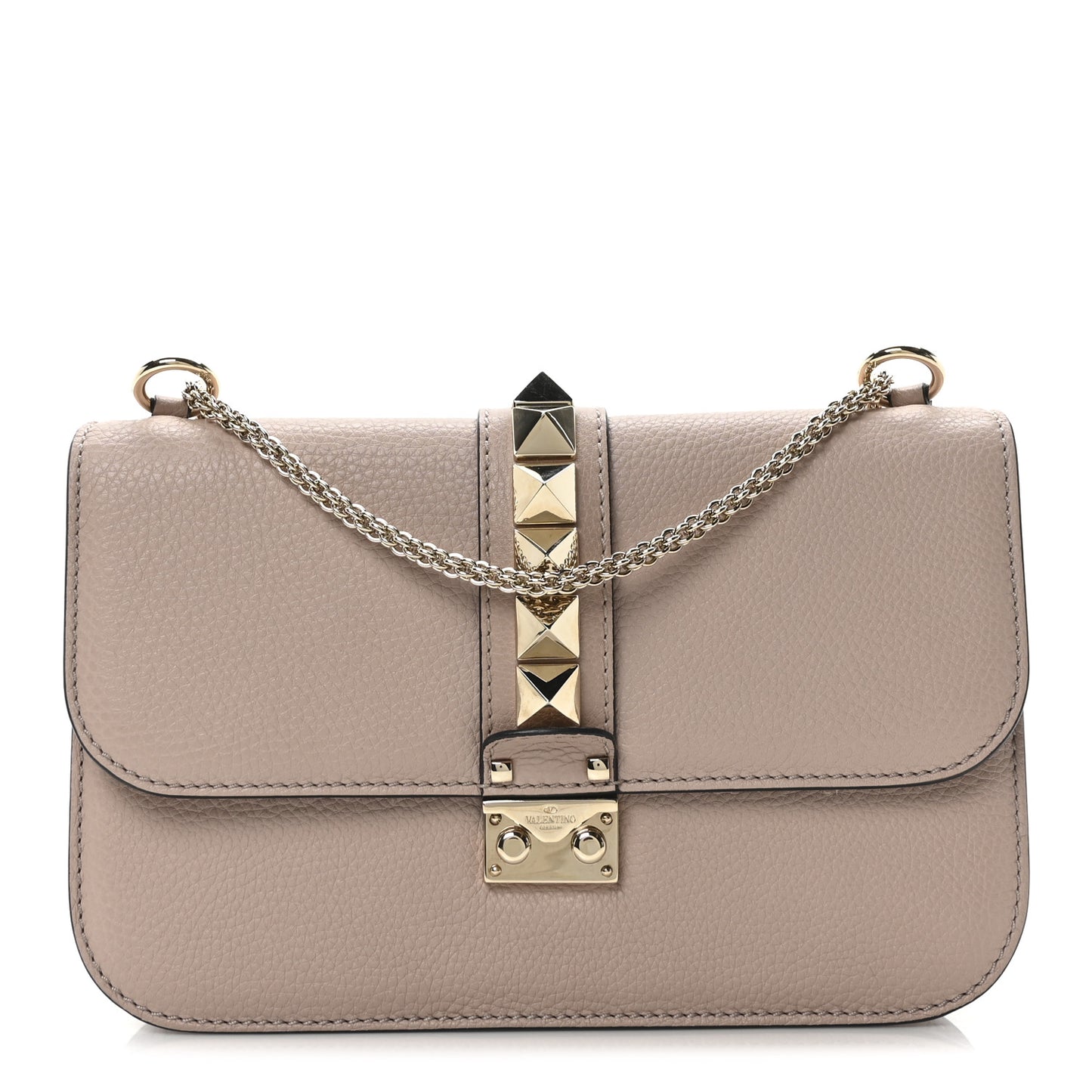 Vitello Medium Glam Lock Rockstud Flap Poudre