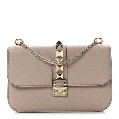 Valentino Garavani Vitello Medium Glam Lock Rockstud Flap Poudre 1 of 9