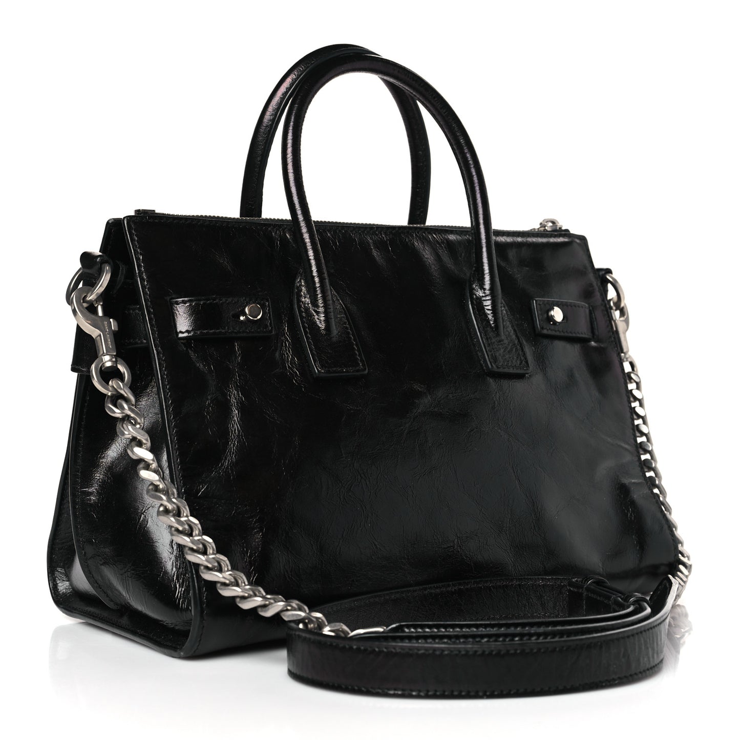Glace Calfskin Baby Souple Sac De Jour Black