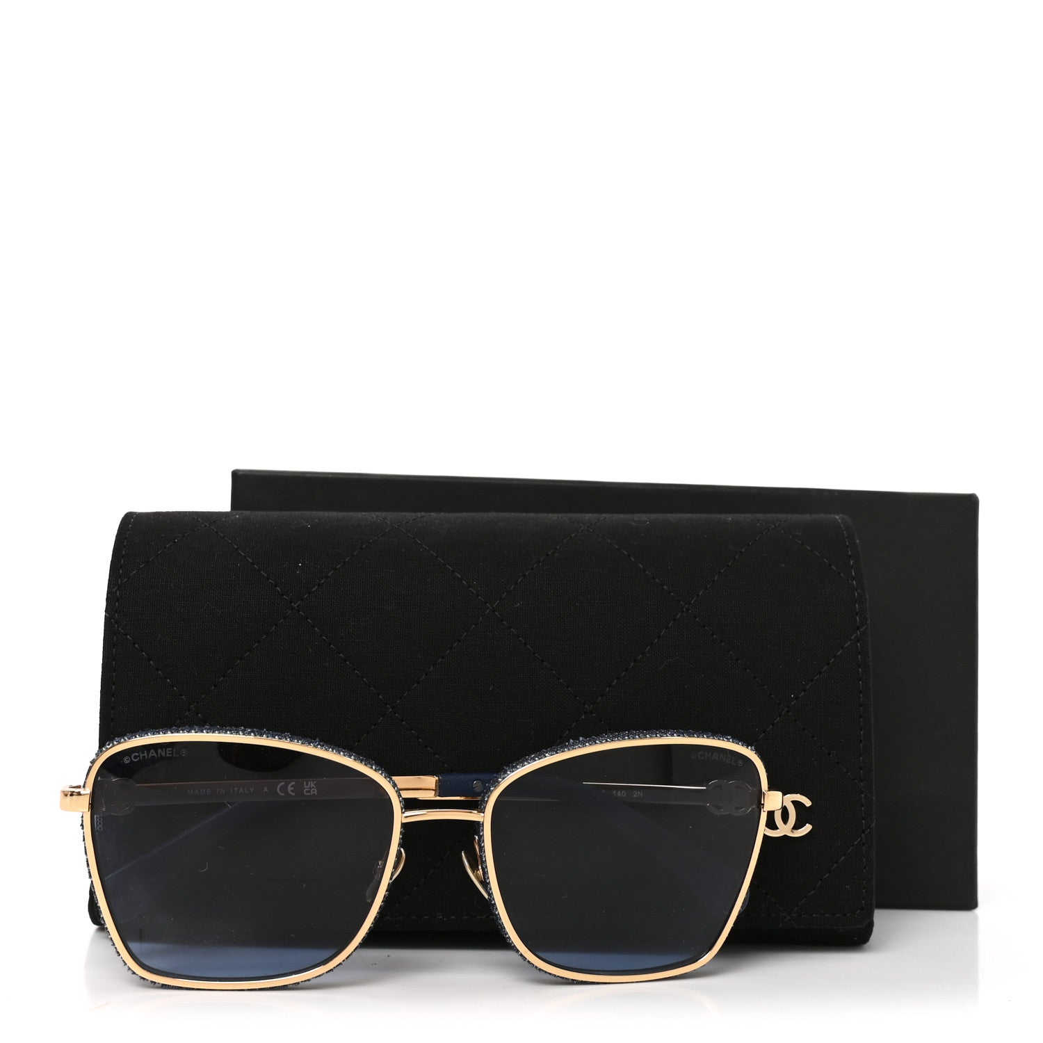 Chanel Metal Calfskin Denim Square Sunglasses 4289-Q Blue 7 of 7