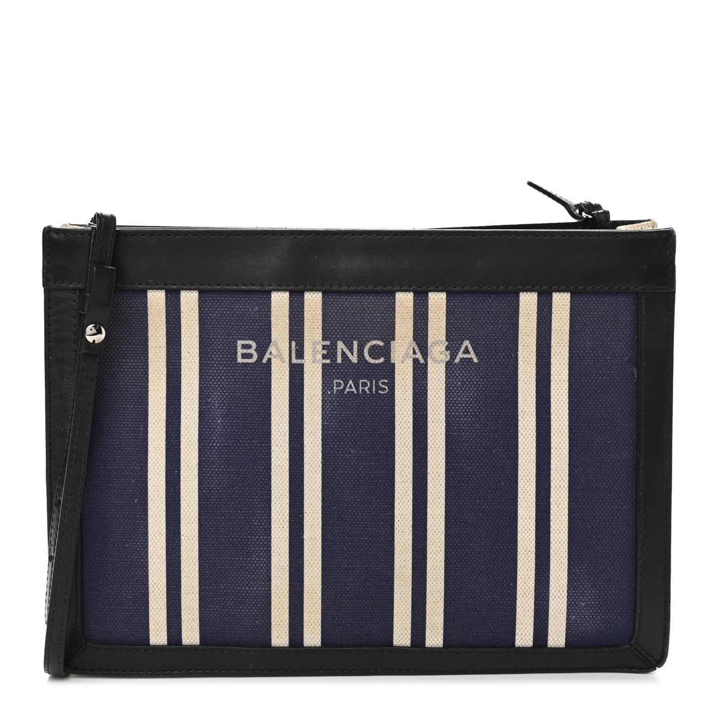 Cotton Canvas Striped Pochette Crossbody Bag Navy