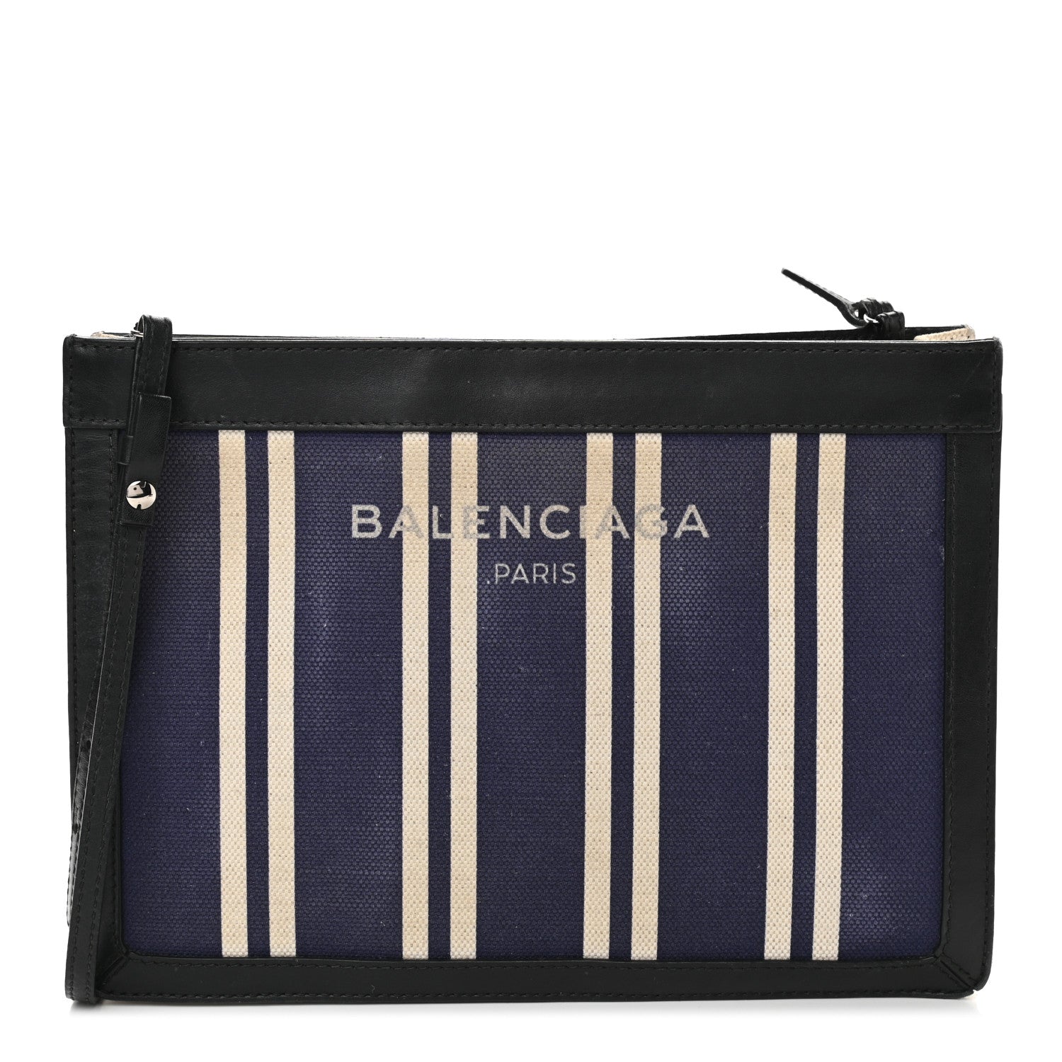 Balenciaga Cotton Canvas Striped Pochette Crossbody Bag Navy 1 of 9