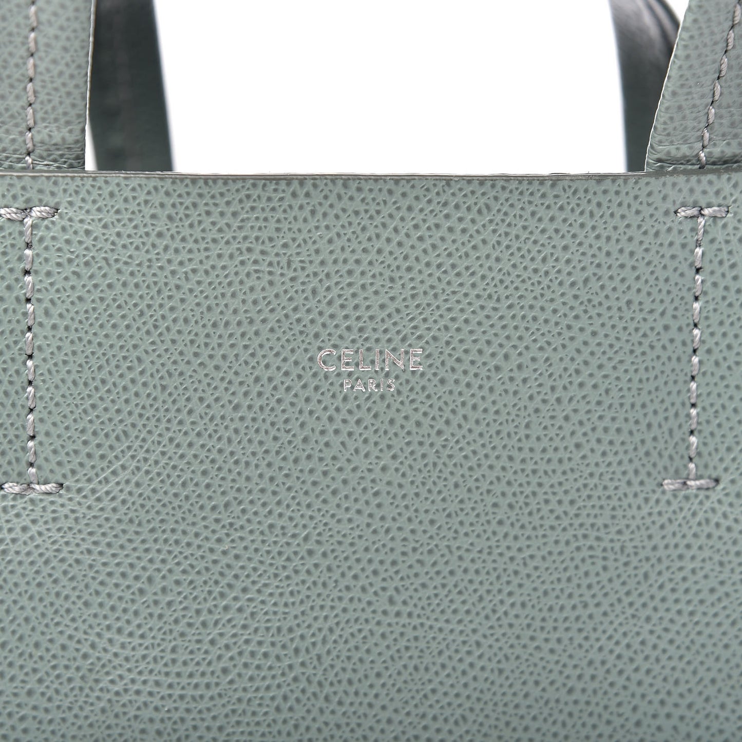 Grained Calfskin Small Vertical Cabas Green
