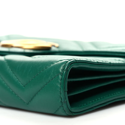 Gucci Calfskin Matelasse GG Marmont Chain Wallet Emerald Green 10 of 10