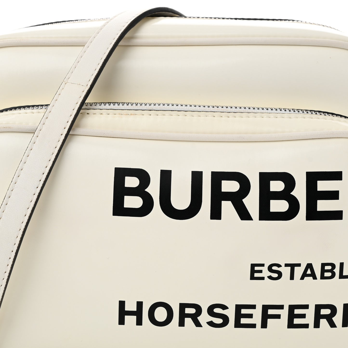 Coated Canvas Horseferry Print Medium Camera Bag White