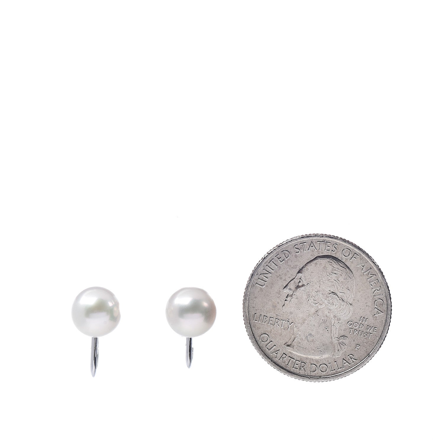 Mikimoto 14K White Gold Akoya Pearl 8mm Screw Back Earrings 2 of 4