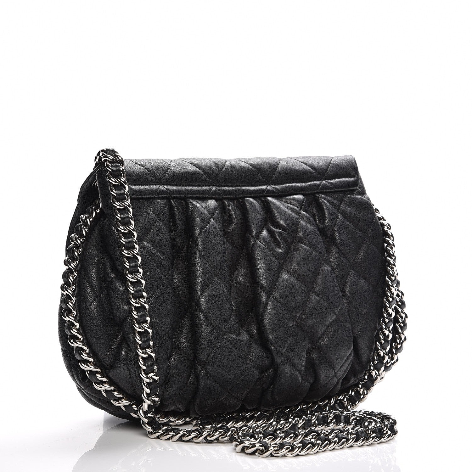 Chanel Washed Lambskin Quilted Medium Chain Around Messenger Black 3 of 8