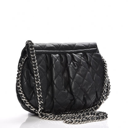 Chanel Washed Lambskin Quilted Medium Chain Around Messenger Black 3 of 8