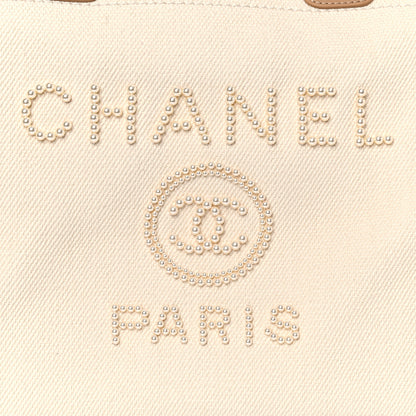 Chanel Canvas Pearl Large Deauville Tote Ecru Beige 13 of 14
