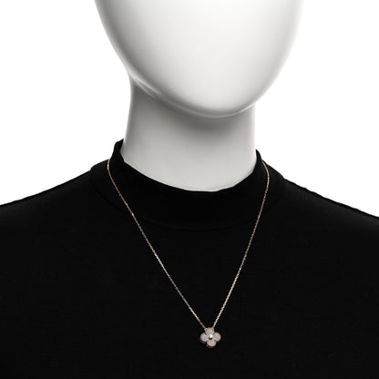 Van Cleef & Arpels 18K Rose Gold Diamond Silver Obsidian Vintage Alhambra Pendant Necklace 2 of 7