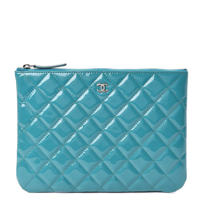 Chanel Patent Calfskin Quilted Medium Cosmetic Case Blue 1 of 8