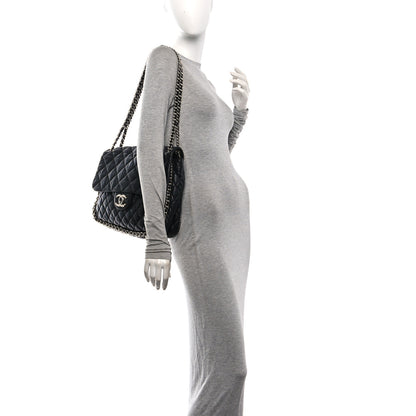 Chanel Washed Lambskin Quilted Maxi Chain Around Flap Black 2 of 10