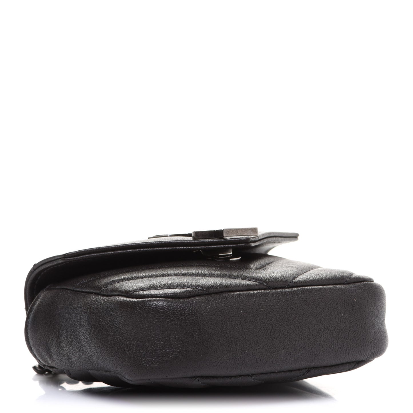 Sheepskin Matelasse Chevron Monogram Mini College Bag Dark Anthracite