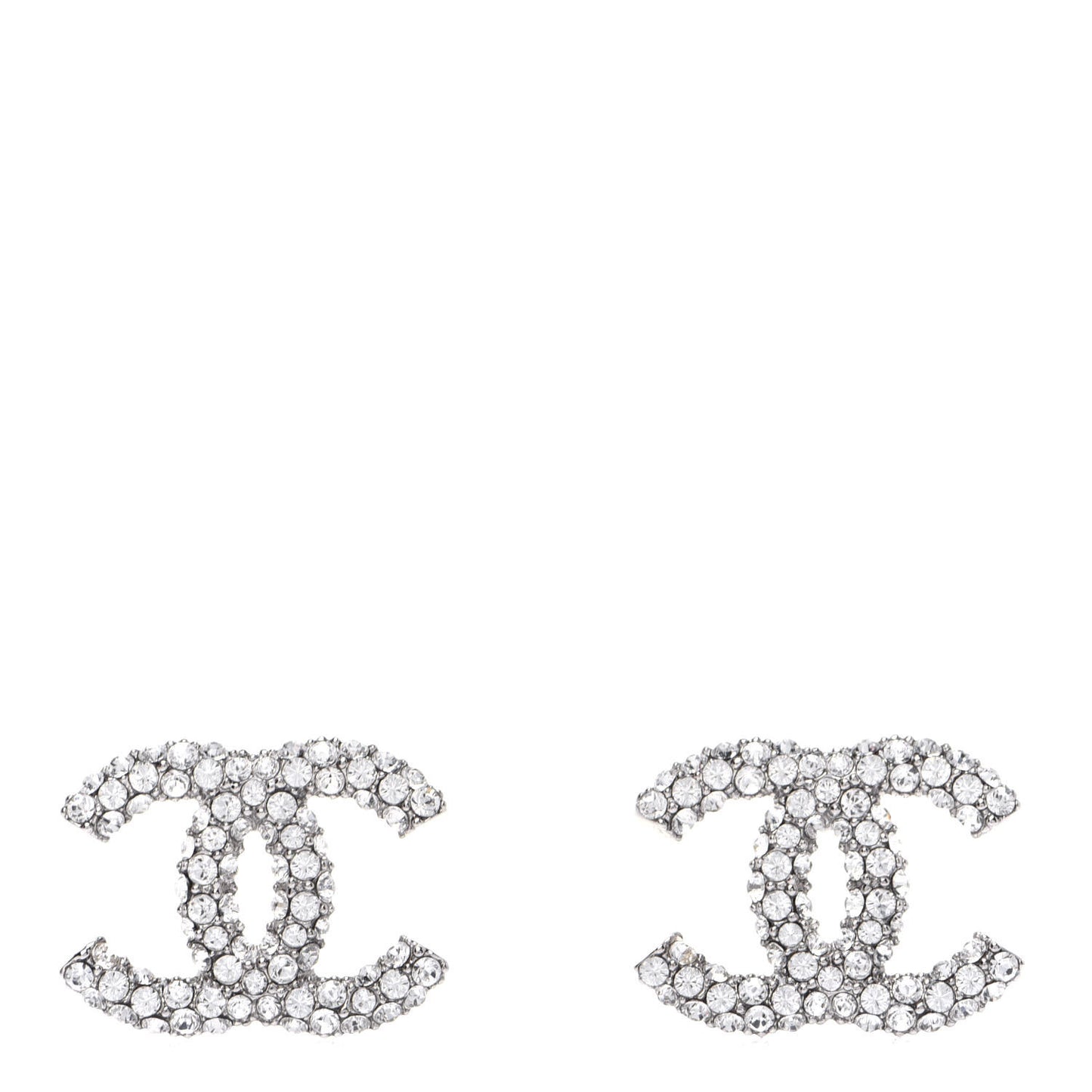 Crystal CC Treasure Chest Earrings Silver