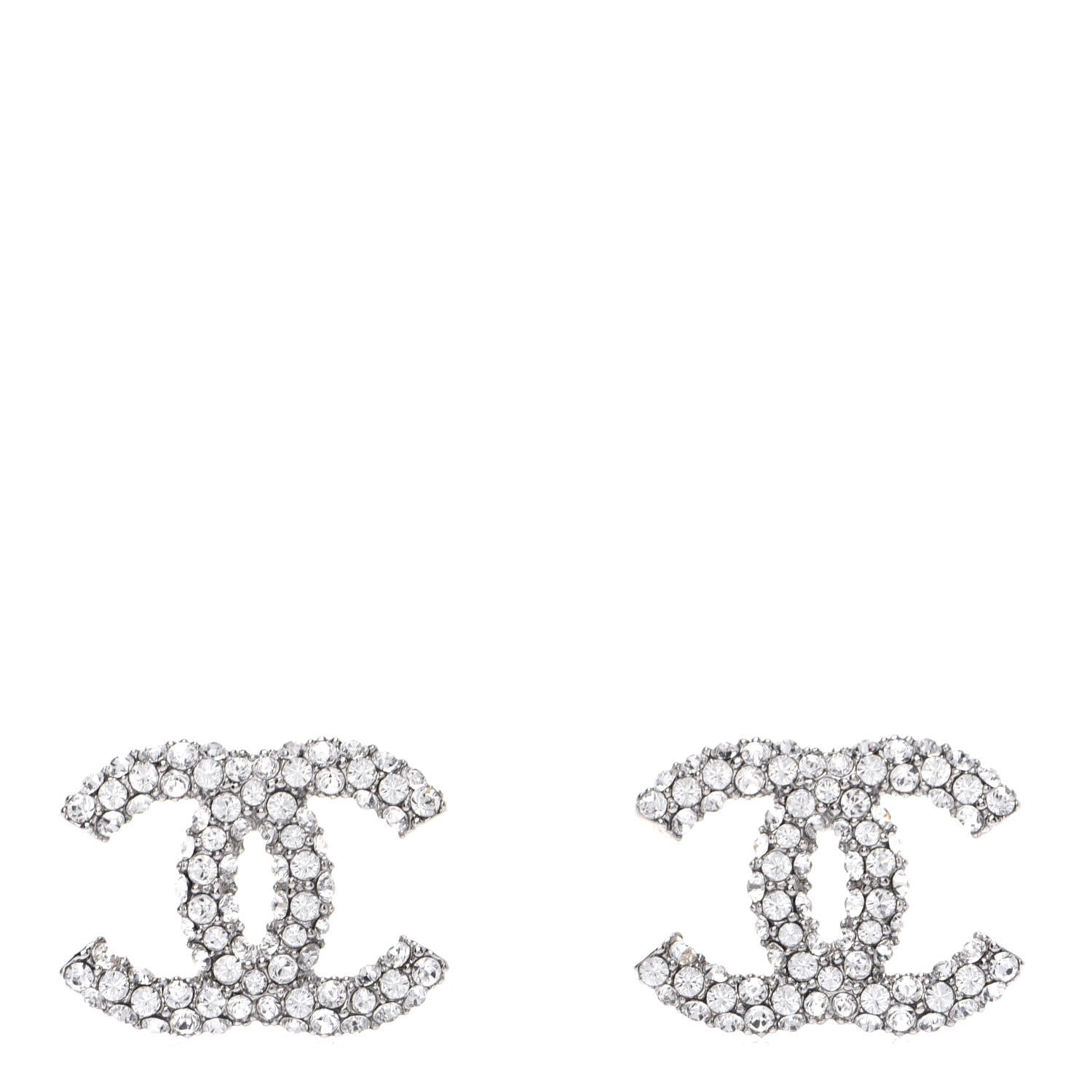 Chanel Crystal CC Treasure Chest Earrings Silver 1 of 5