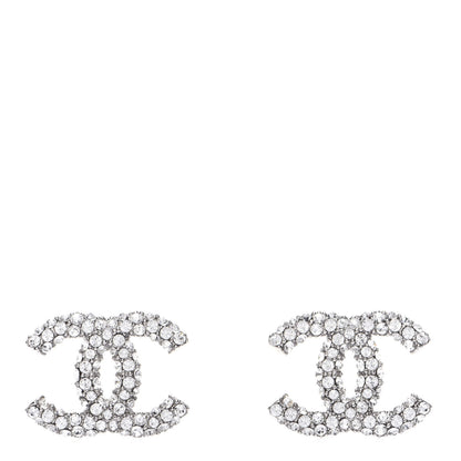 Chanel Crystal CC Treasure Chest Earrings Silver 1 of 5