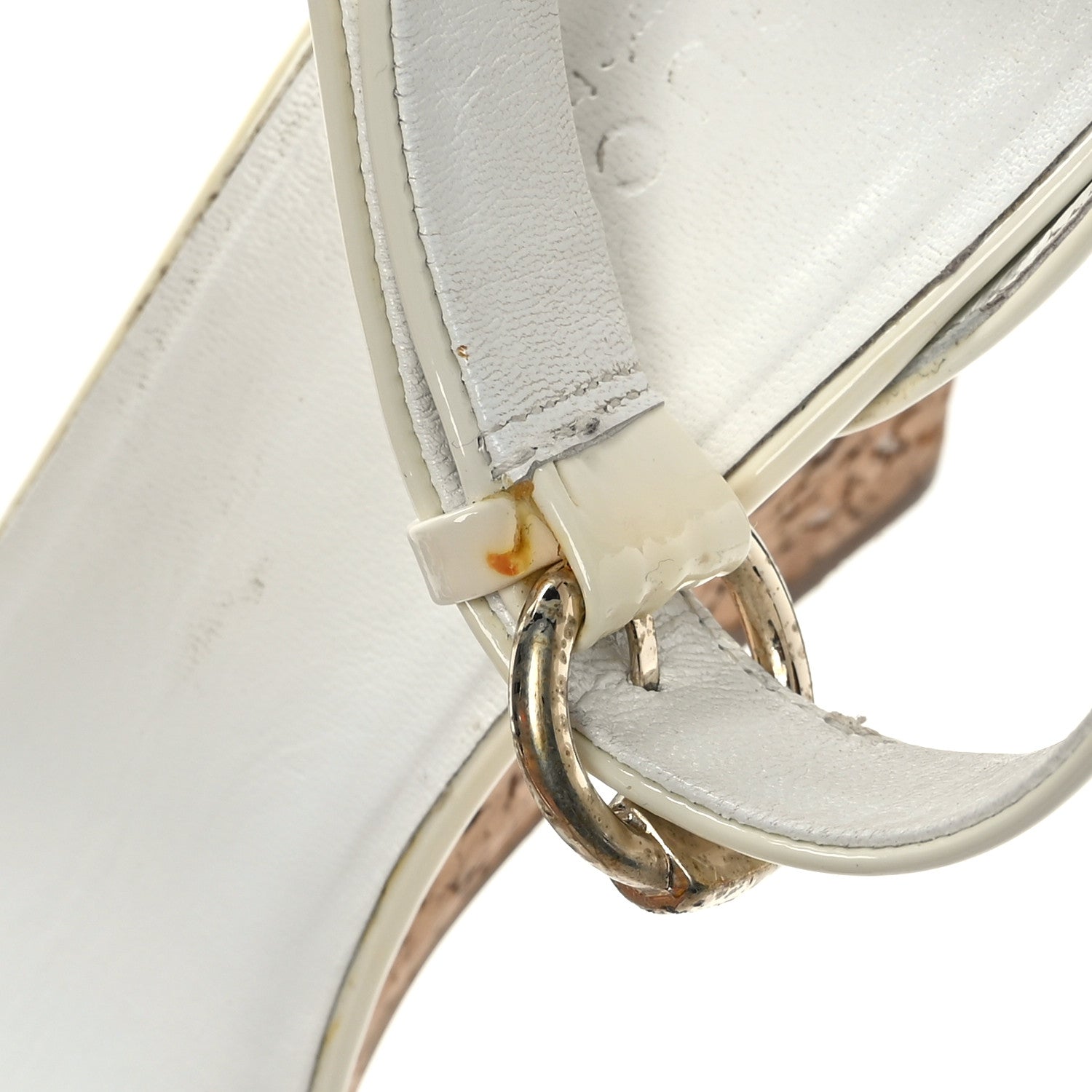 Gucci Vitello Vernice Cork Wedge Sandals 7.5 White Naturale 8 of 8