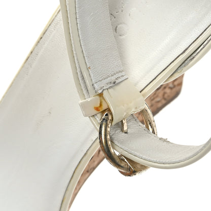 Gucci Vitello Vernice Cork Wedge Sandals 7.5 White Naturale 8 of 8