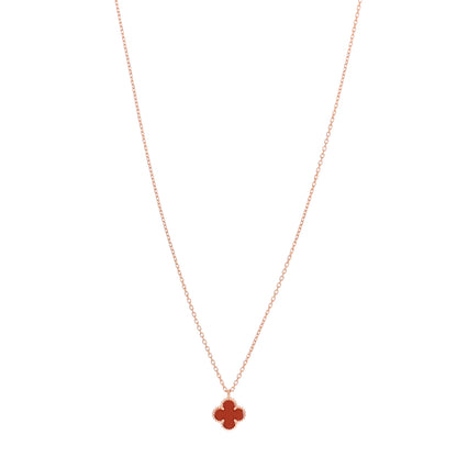 Van Cleef & Arpels 18K Rose Gold Carnelian Sweet Alhambra Pendant Necklace 1 of 7