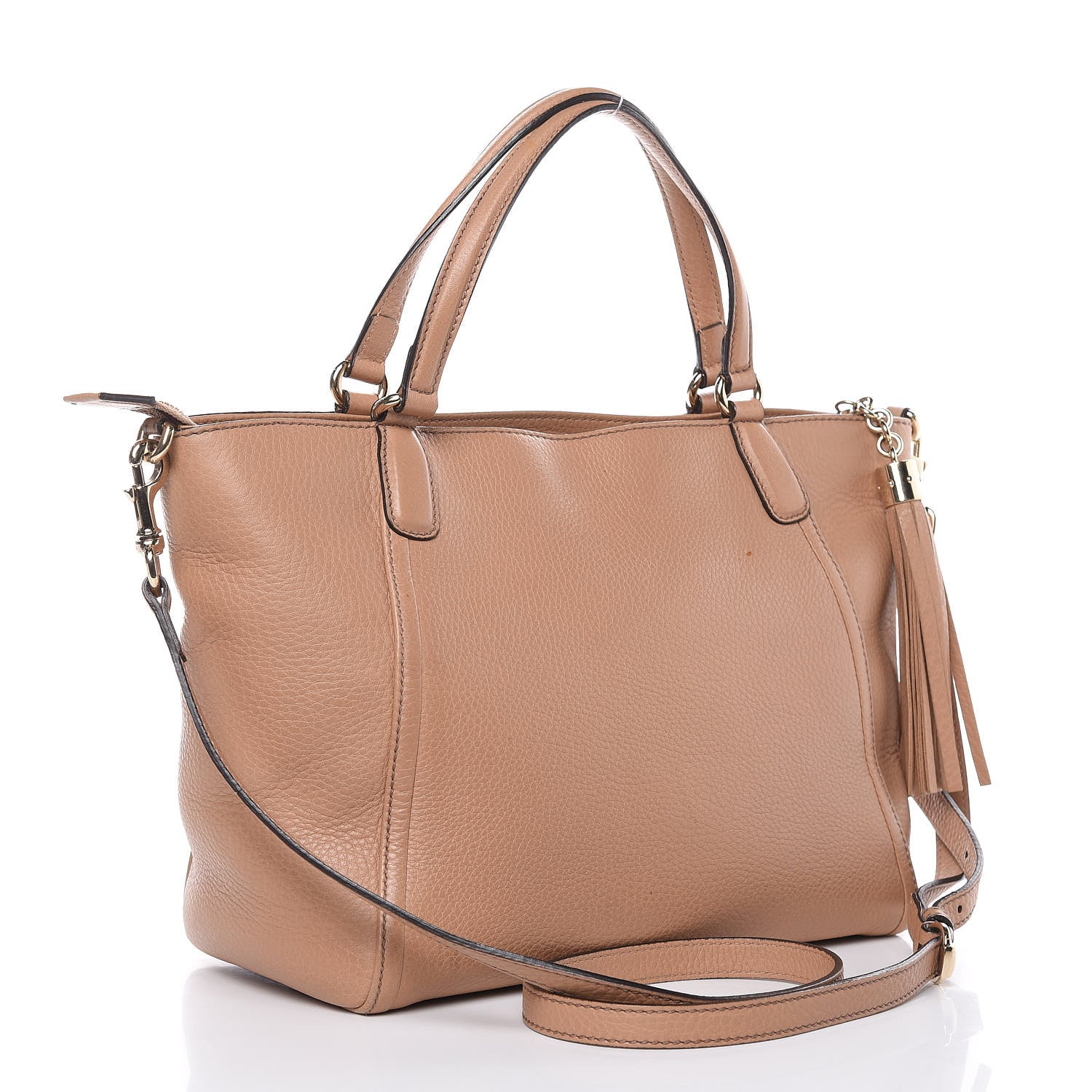 Gucci Pebbled Calfskin Small Soho Top Handle Bag Camelia 3 of 15