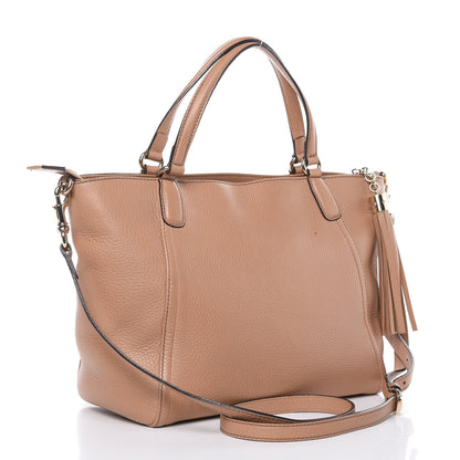Gucci Pebbled Calfskin Small Soho Top Handle Bag Camelia 3 of 15