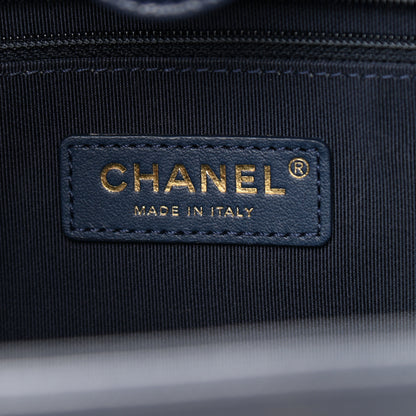 Chanel Lambskin Caviar Lovely Chains Shopping Tote Black Navy 6 of 13