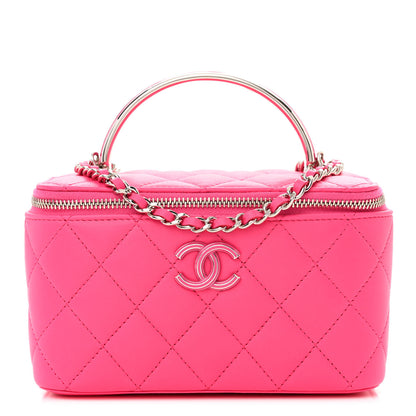 Chanel Lambskin Enamel Quilted Top Handle Clutch With Chain Fuchsia 1 of 10
